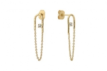 Petites boucles d'oreilles chaînes Colette cristal