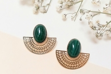 Boucles d'oreilles Aztèque malachite