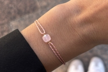 Bracelet Ruban Rose Pêche