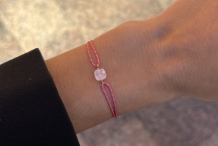 Bracelet Ruban Rose Framboise