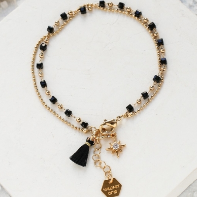 Bracelet Mythos noir doré