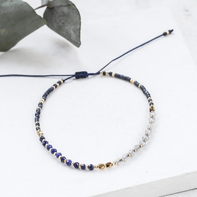 Bracelet Sahara doré à l'or fin bleu marine
