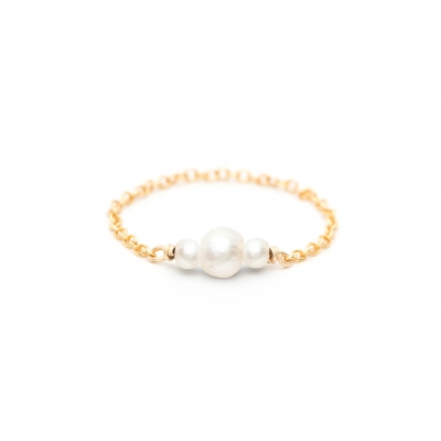 Bague chaîne Chance Perle de Culture Gold Filled Or