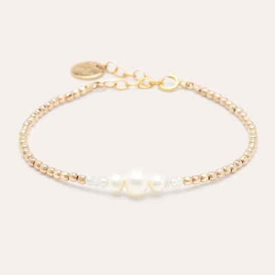 Bracelet Queen bouton Or jaune blanc