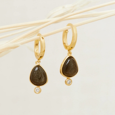 Boucles d'oreilles Naomi Obsidienne