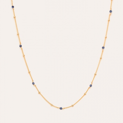 Collier Satellite bleu denim Gold Filled Or