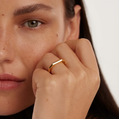 Bague signature Link dorée à l'or fin
