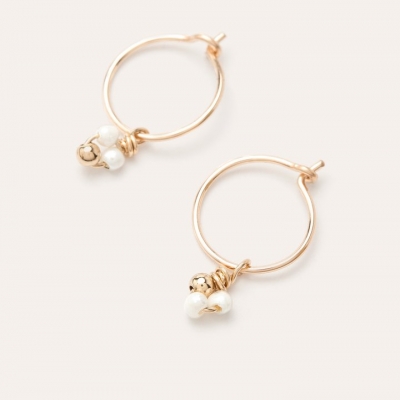 Mini Créole Grelots Perle de Culture Gold Filled Or