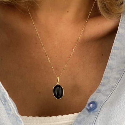 Collier Justine agate noire