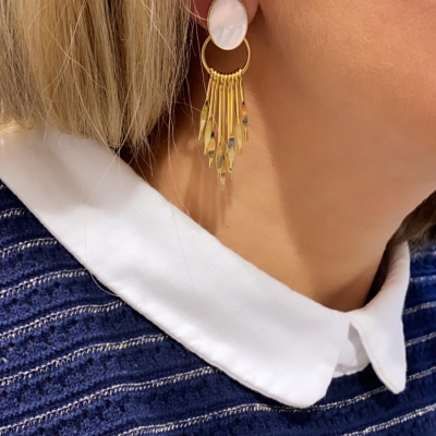 Boucles d'oreilles Pierre et Griffe nacre grise