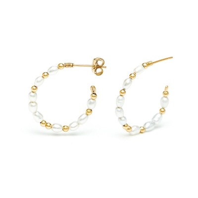 Créoles Grain de Riz Perle de Culture Gold Filled Or