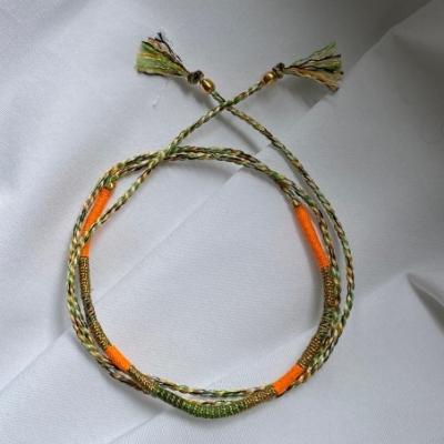 Bracelet Cordon Porte Bonheur Sukh Orange