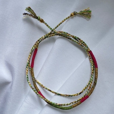 Bracelet Cordon Porte Bonheur Sukh Rose