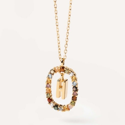 Collier Lettre ovale H Or