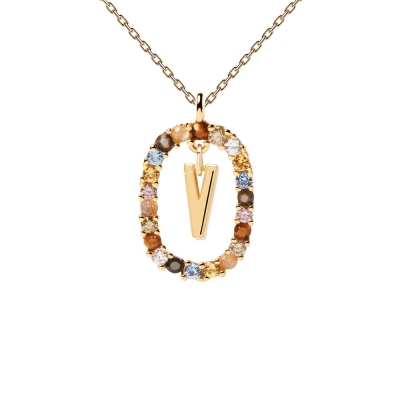Collier Lettre ovale V Or