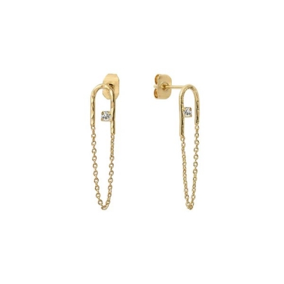 Petites boucles d'oreilles chaînes Colette cristal