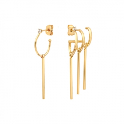 Créoles dépareillées Scarlett cristal