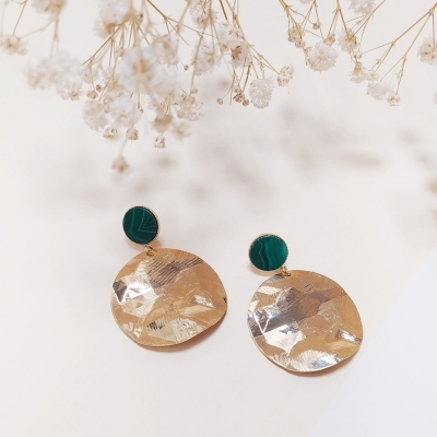 Boucles d'oreilles Dune M Malachite