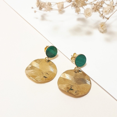 Boucles d'oreilles Dune S malachite