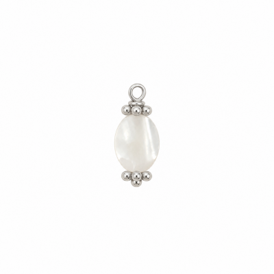 Pendentif Stone Nacre Blanche plaqué argent
