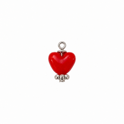 Pendentif cœur Cerise argenté Octobre rose