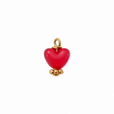 Pendentif cœur Framboise doré Octobre rose