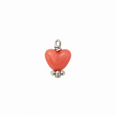 Pendentif cœur Pêche argenté Octobre rose