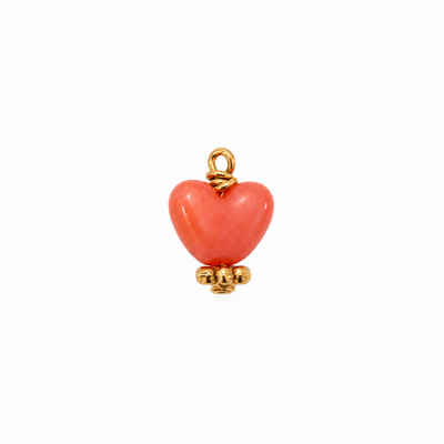 Pendentif cœur Pêche doré Octobre rose