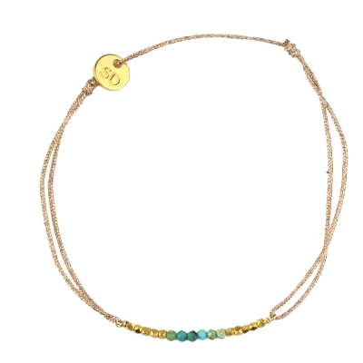 Bracelet Love Land - turquoise et billes plaquées or
