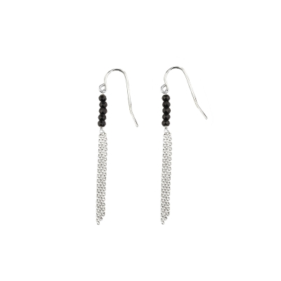 Boucles d'oreilles Mina 5 Spinelle noire plaquées argent