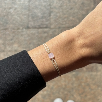 Bracelet Ruban Rose White