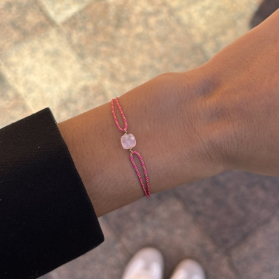 Bracelet Ruban Rose Framboise