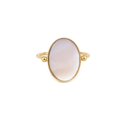 Bague pierre et boule nacre 