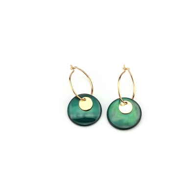 Boucles d'oreilles Shell vert canard 