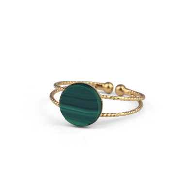 Bague Clara malachite plaquée or