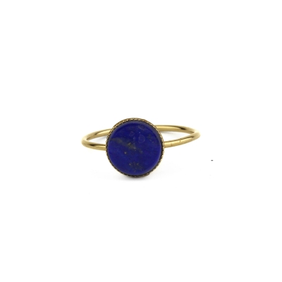 Bague pierre ronde lapis-lazuli