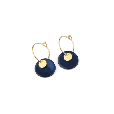 Boucles d'oreilles Shell bleu marine