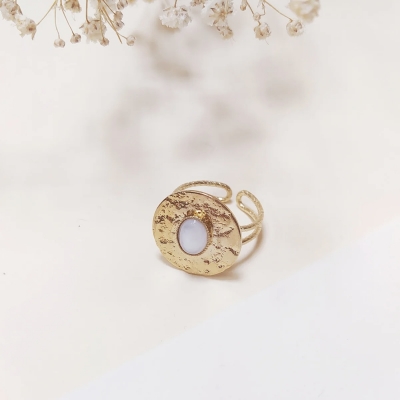 Bague Grand Palais Nacre Blanche