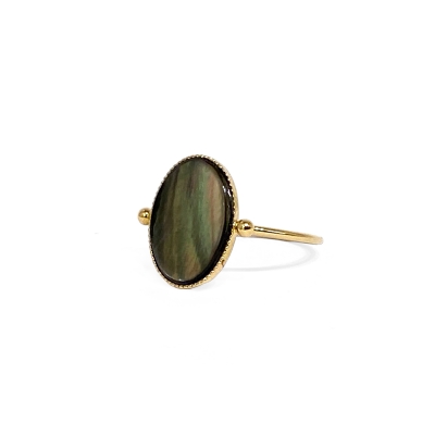 Bague pierre et boule nacre grise Bagues Fabien Ajzenberg