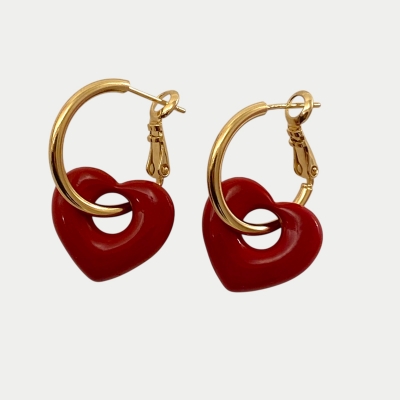 Boucles d'oreilles Baby Heart Rouge
