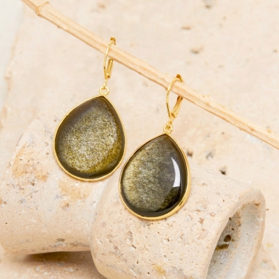 Boucles d'oreilles Olga Obsidienne