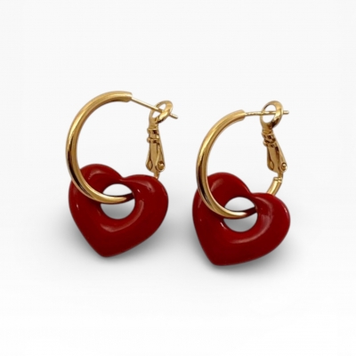 Boucles d'oreilles Baby Heart Rouge