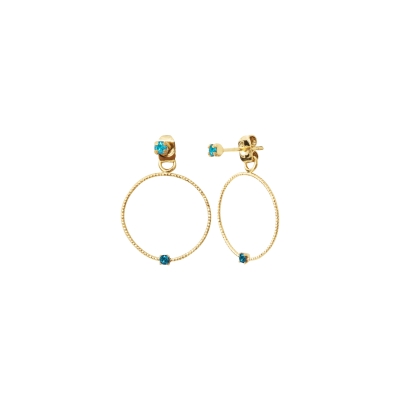 Dessous d'oreilles créoles Trésors Light Turquoise