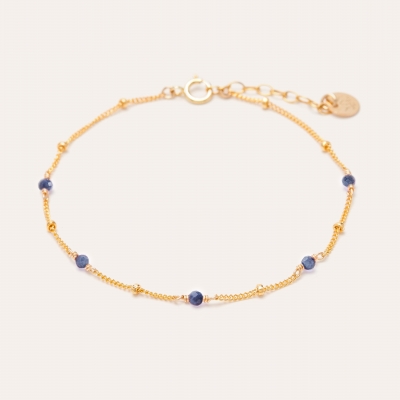 Bracelet Satellite Bleu denim Gold Filled Or