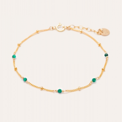 Bracelet Satellite Malachite Gold Filled Or