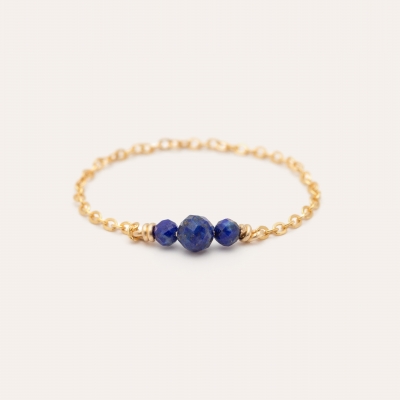 Bague chaîne Chance Lapis lazuli Gold Filled Or