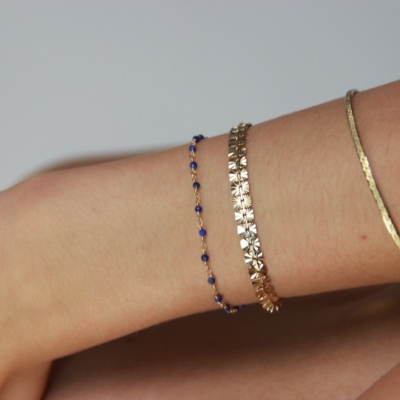 Bracelet Dumbo lapis lazuli doré à l'or fin